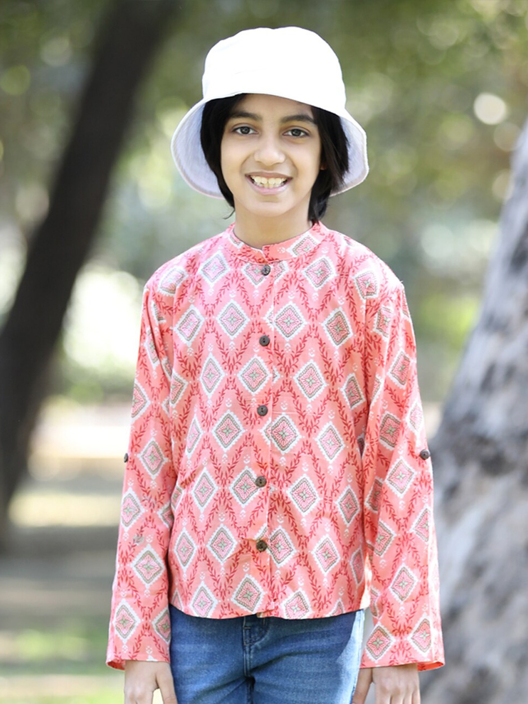 

Cutiekins Boys Comfort Geometric Printed Casual Shirt, Peach