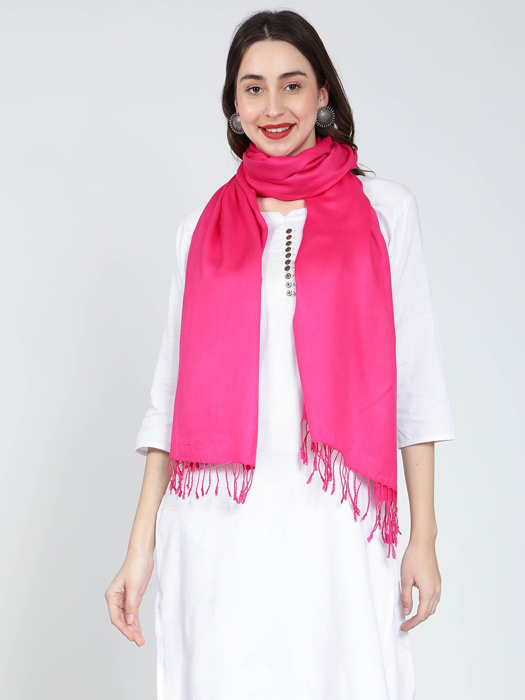 

Moda Chales Women With Tassels Border Stole, Pink