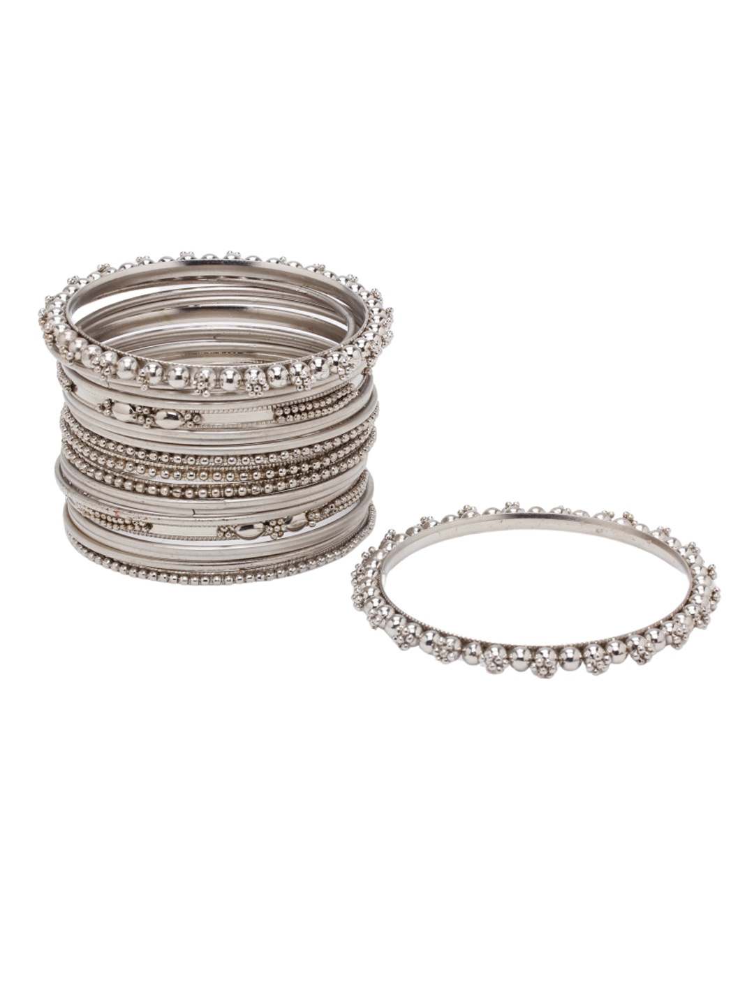 

The Pari Set Of 2 Rhodium-Plated & Stone-Studded Bangles, Silver