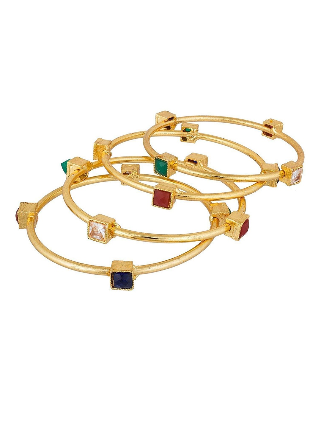 

The Pari Set Of 4 Gold-Plated Stone-Studded Bangles