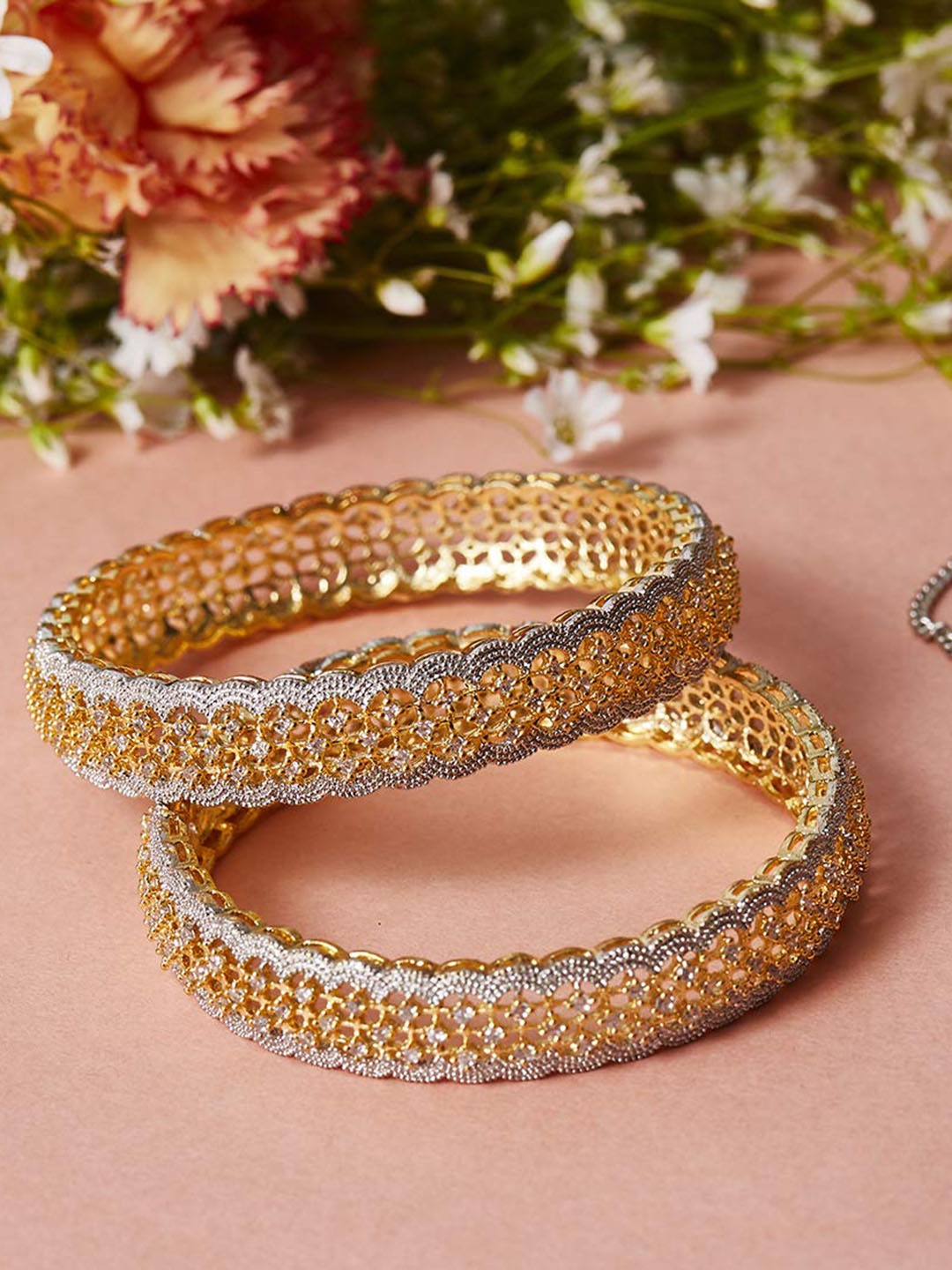 

The Pari Set Of 2 Gold-Plated AD-Studded Bangles