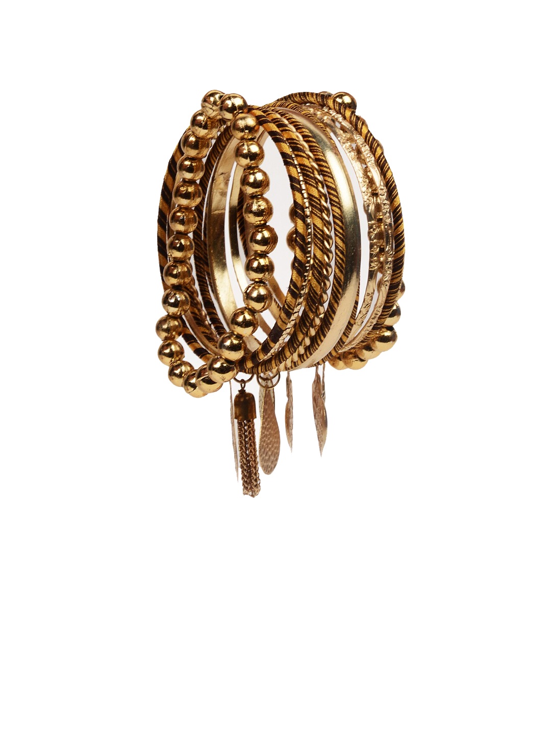 

The Pari Gold-Plated & Stone-Studded Charm Bangles