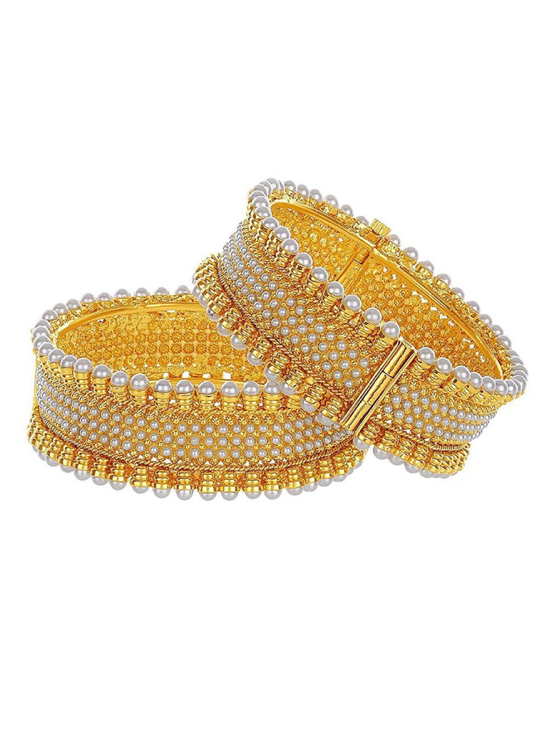 

The Pari Set Of 2 Gold-Plated Pearl Beaded Bangles
