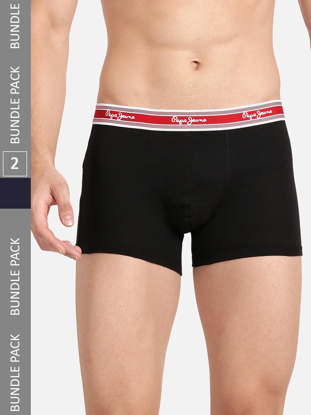 

Pepe Jeans Men Pack Of 2 Mid-Rise Cotton Trunks, Black