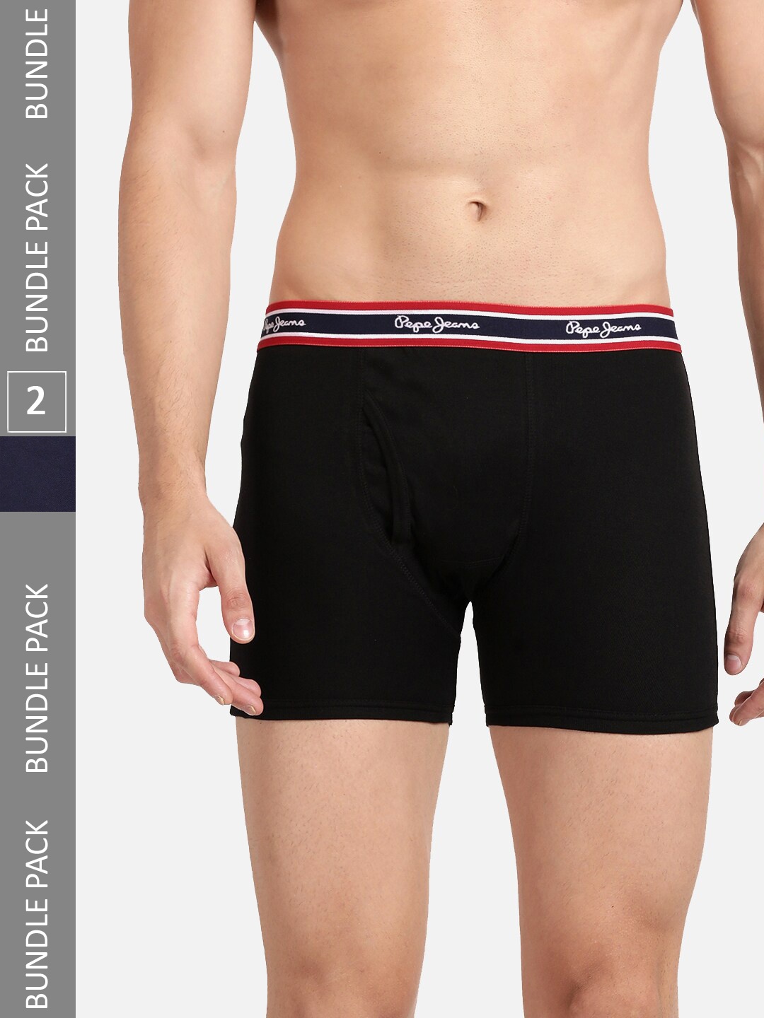 

Pepe Jeans Men Pack Of 2 Mid-Rise Cotton Trunks CLT02-BLACK |TRUE BLUE-XL-BLACK