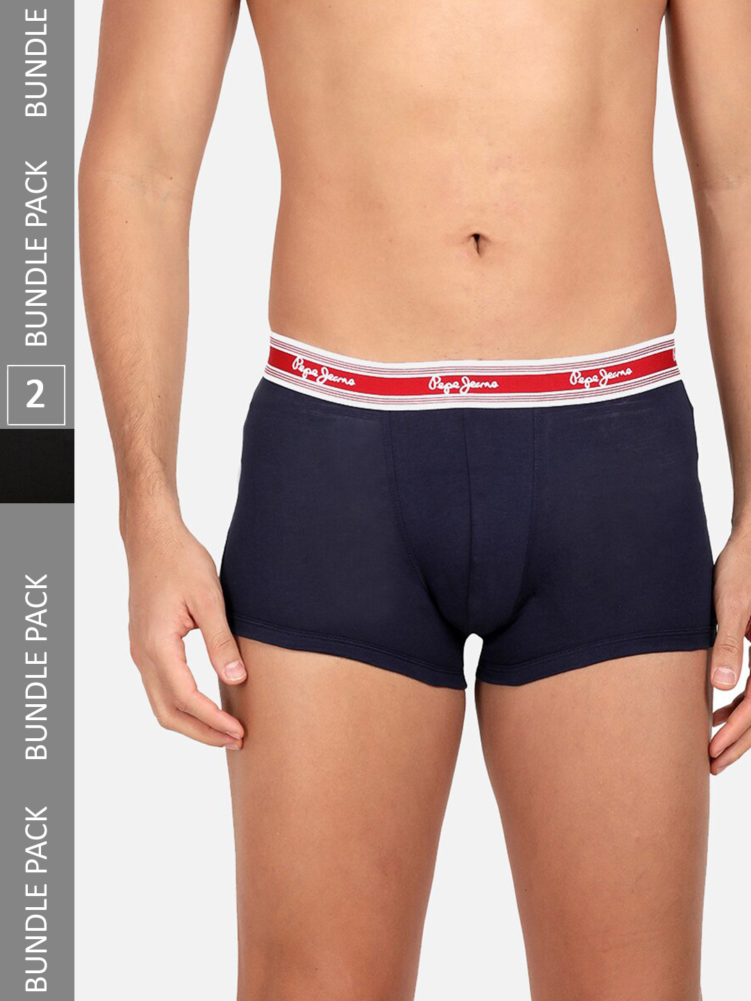 

Pepe Jeans Men Pack Of 2 Mid-Rise Cotton Trunks CLT03-BLACK |TRUE BLUE-XL, Navy blue