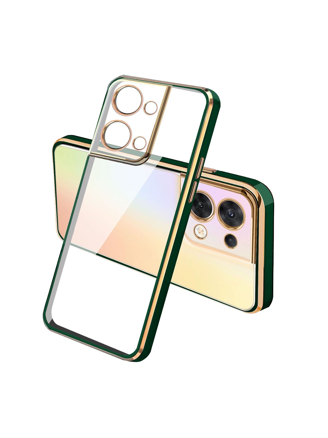 

Karwan Square Plated OPPO RENO 8 Silicone Phone Back Case, Green