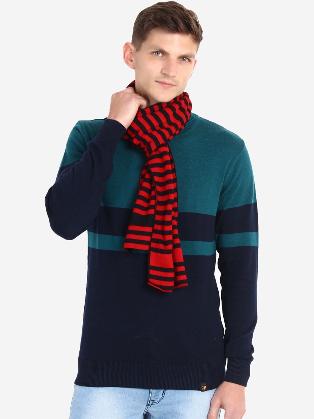 

JoE Hazel Men Striped Acrylic Muffler, Red