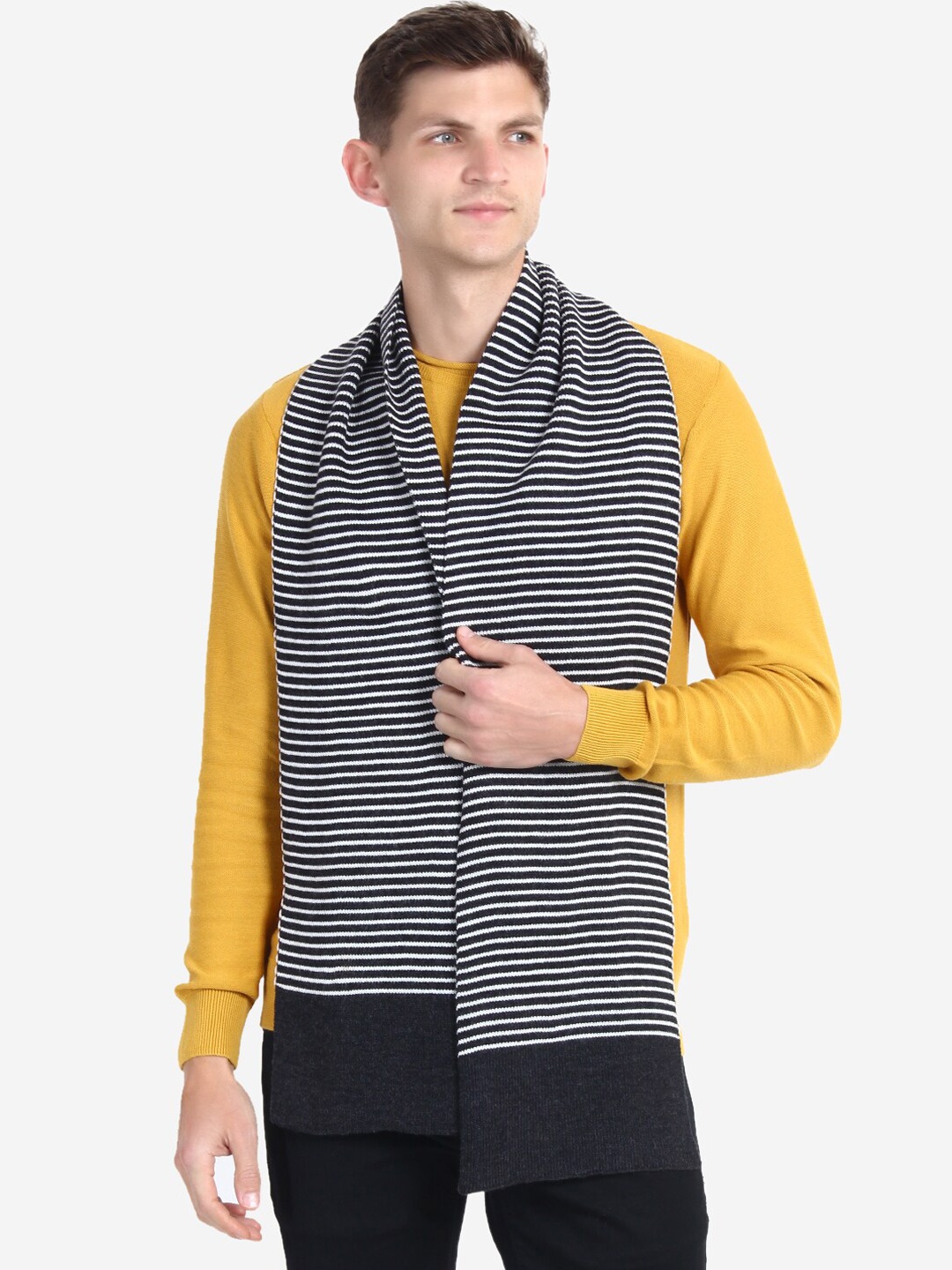 

JoE Hazel Men Pine Striped Acrylic Muffler, Grey