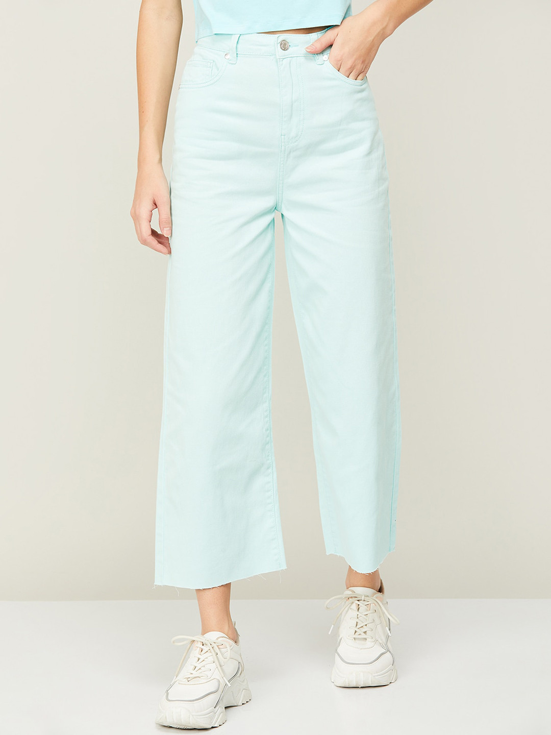 

Ginger by Lifestyle Women Mid-Rise Clean Look Reversible Cotton Jeans, Blue