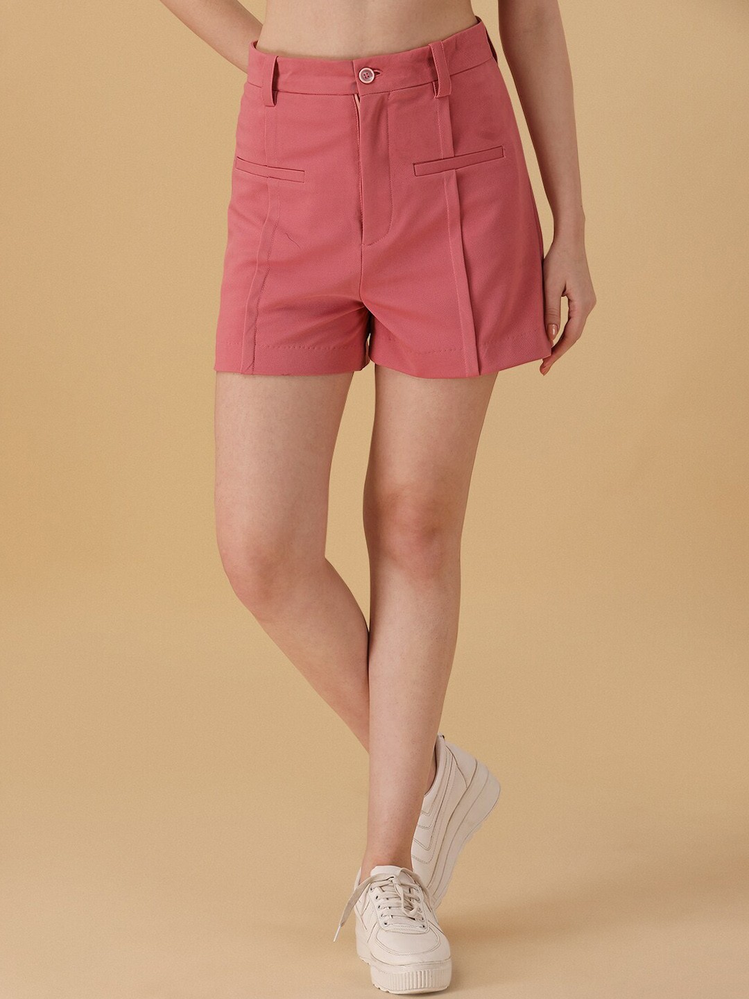 

Urban Luxe Women High-Rise Regular-Fit Chino Shorts, Pink