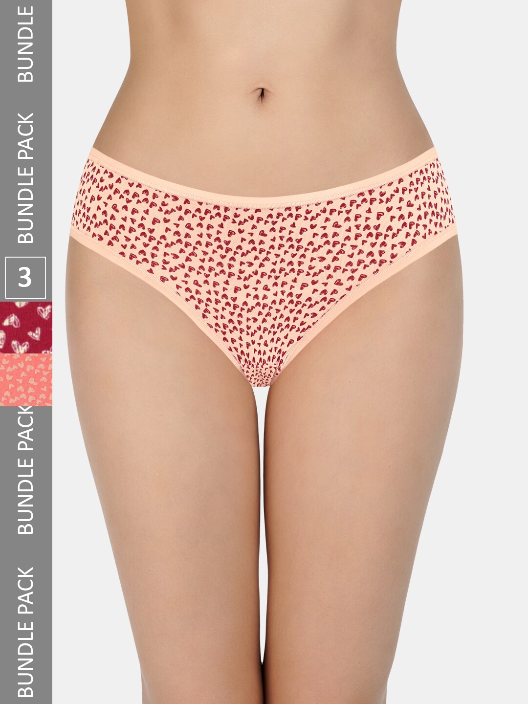 

Amante Women Printed Pack of 3 Low Rise Bikini Briefs PPK33102, Peach