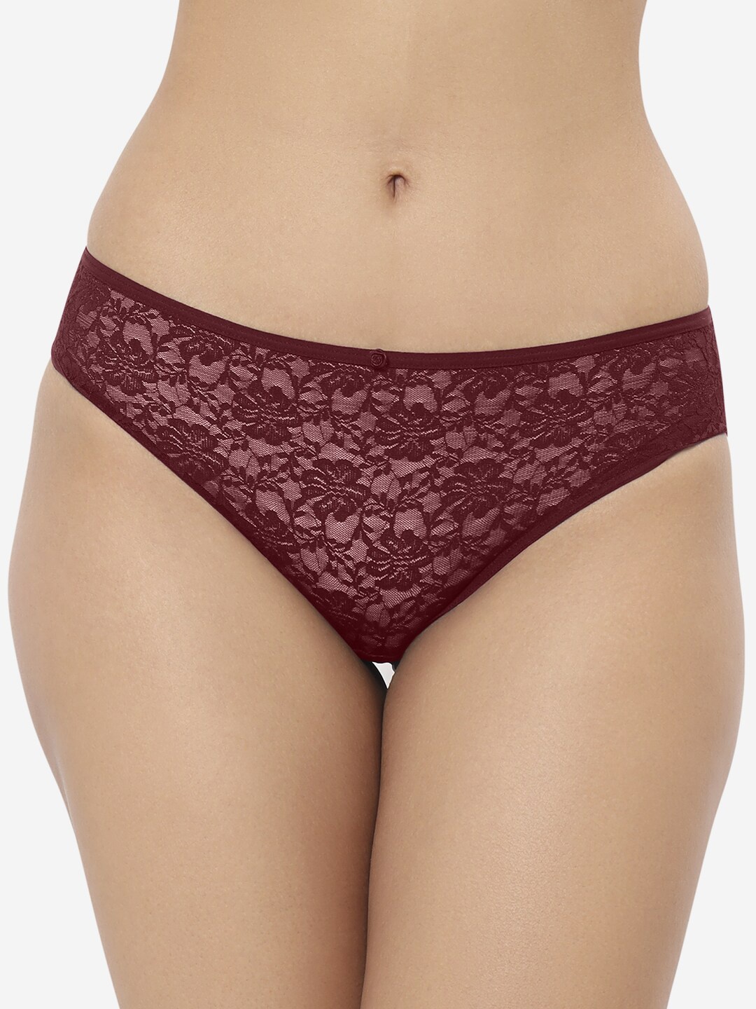 

Amante Women Lace Low Rise Floral Romance Bikini Brief - PAN10306, Maroon