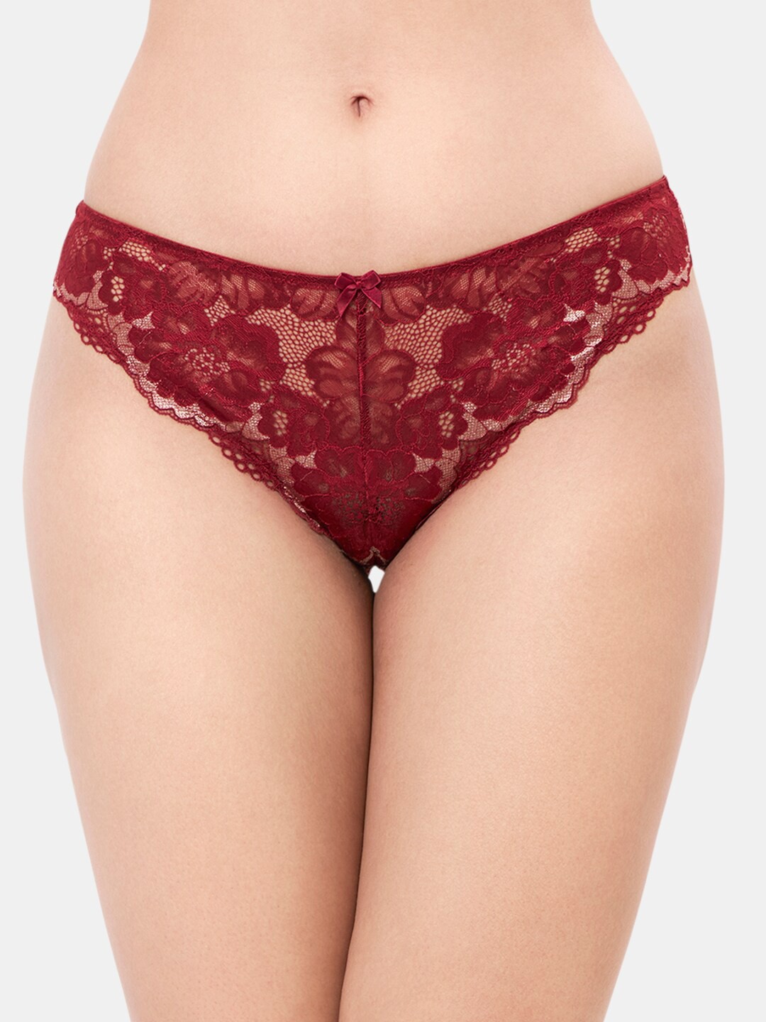 

Amante Women Lace Low Rise Bridal Brazilian Briefs- PAN86901, Maroon