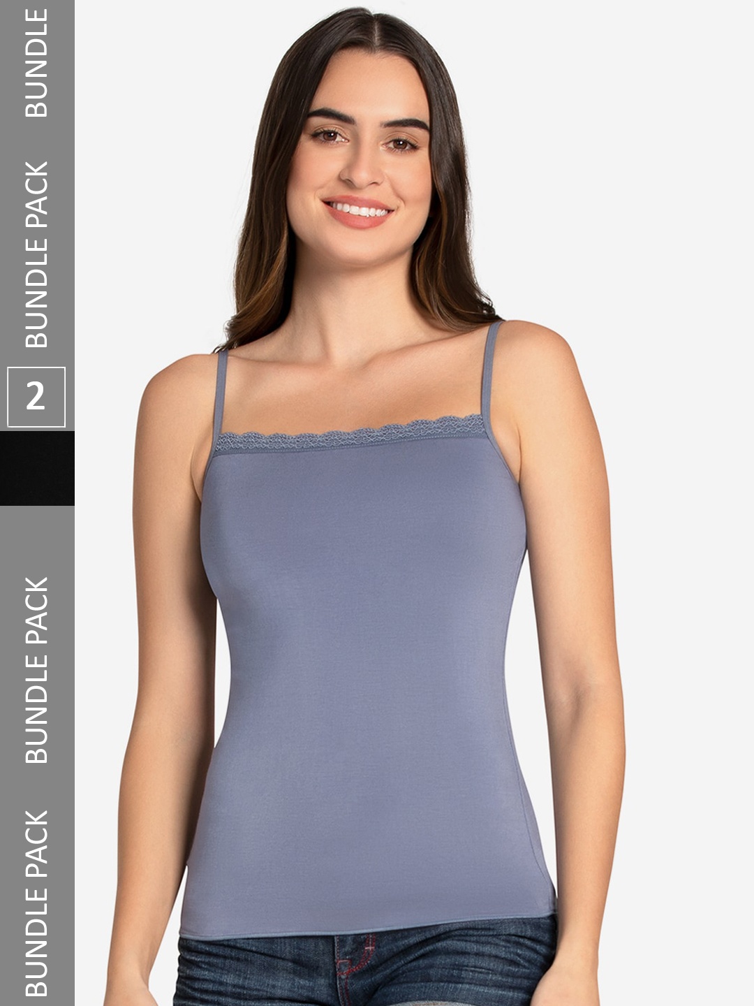 

Amante Pack of 2 Solid Sleeveless Straight Neck Camisole - LIN82802, Blue