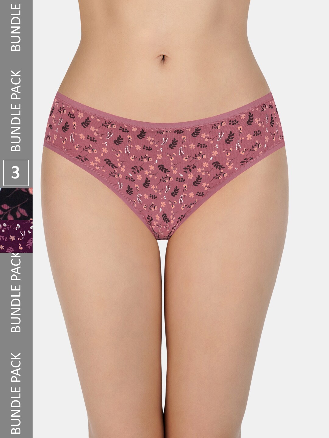 

Amante Women Printed Pack of 3 Low Rise Bikini Brief - PPK33102, Pink