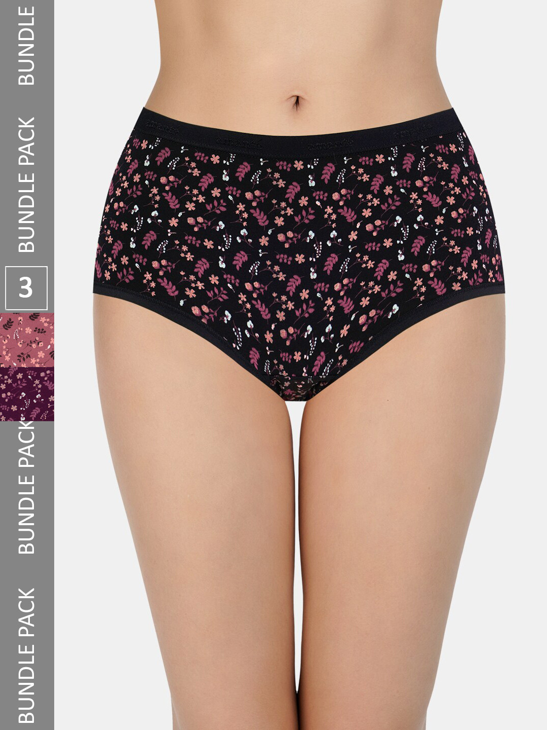 

Amante Pack of 3 Print High-Rise High Waist Basic Briefs - PPK53101, Black