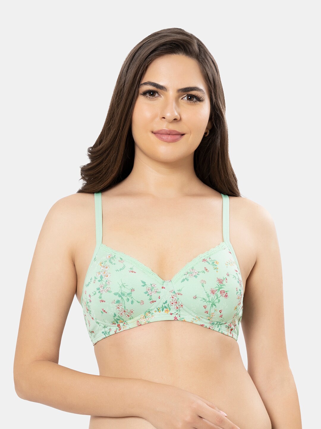 

Amante Printed Padded Wirefree Cotton Casual T-Shirt Bra - BRA10202, Blue