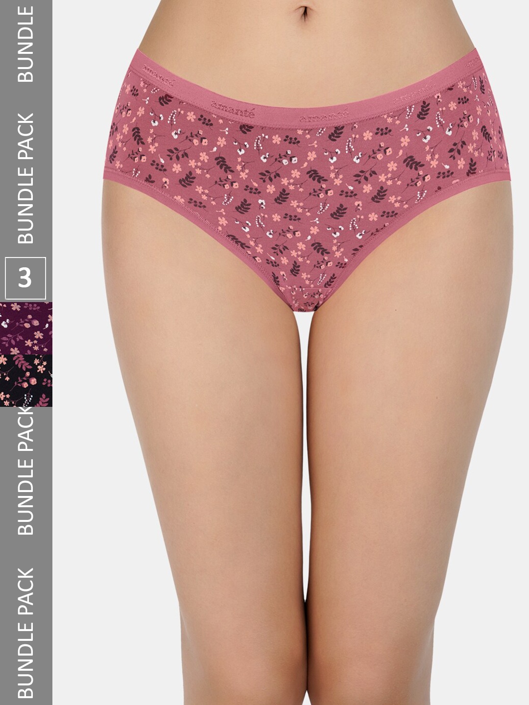 

Amante Women Pack of 3 Printed Low Rise Hipster Panties - PPK43101, Black