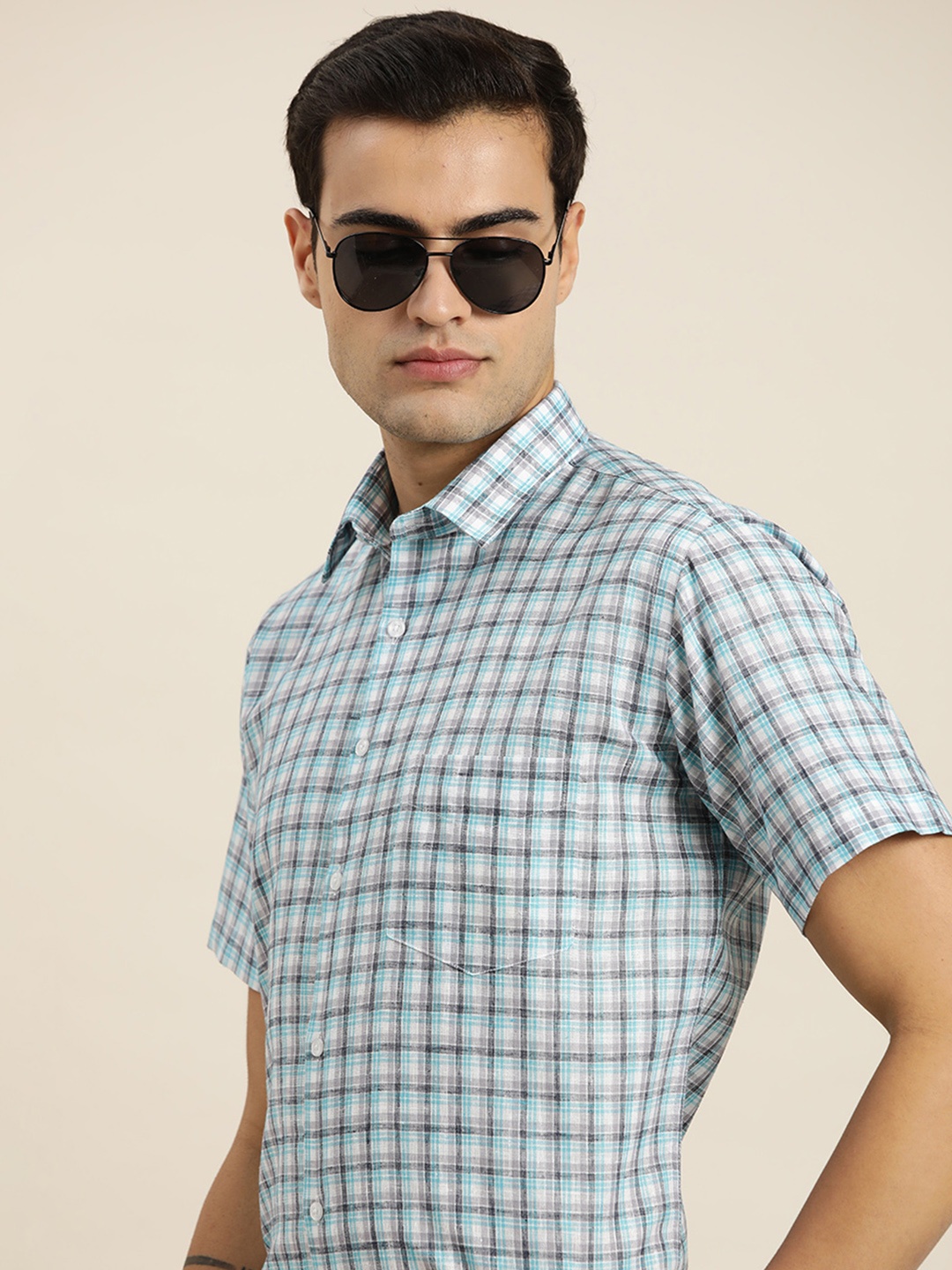 

Hancock Checked Short Sleeve Slim Fit Formal Shirt, White