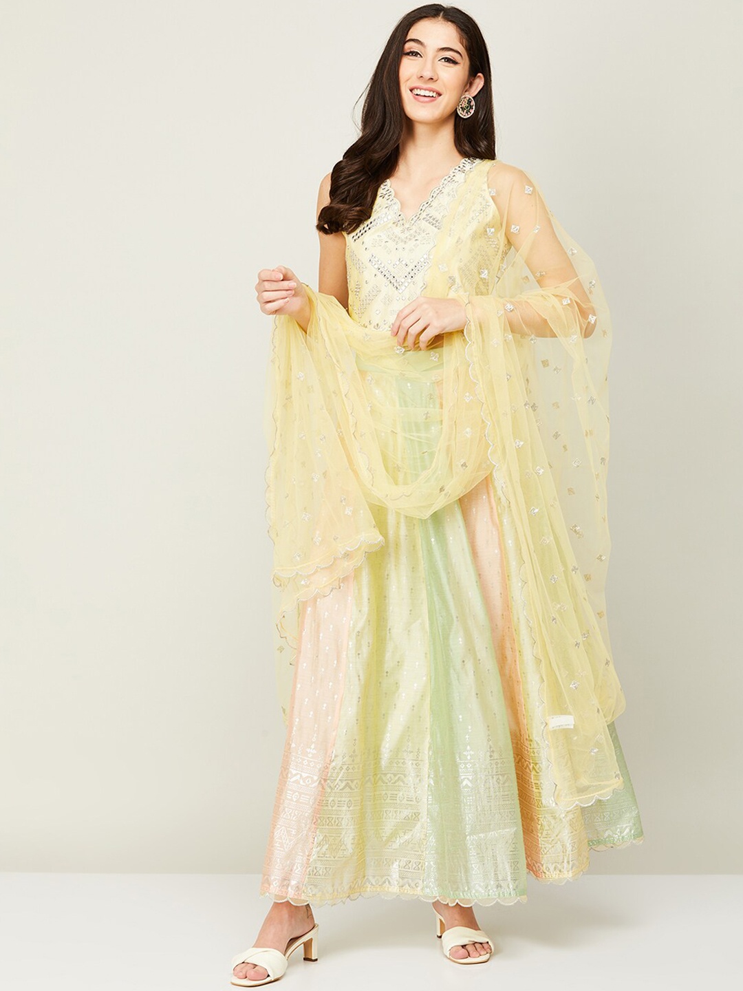 

Melange by Lifestyle Embroidered Ready to Wear Lehenga Choli With Dupatta, Yellow