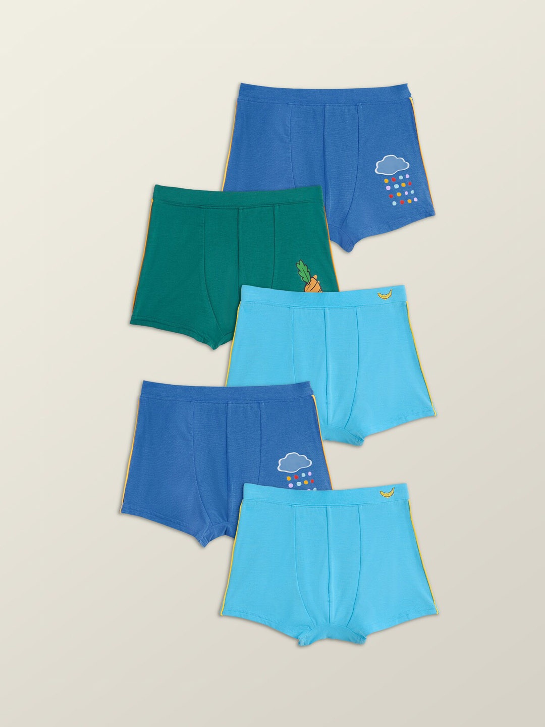 

XY Life Boys Pack Of 5 Mid-Rise Intelli Soft Technology Trunks LBTRNK5PCKN05_, Blue