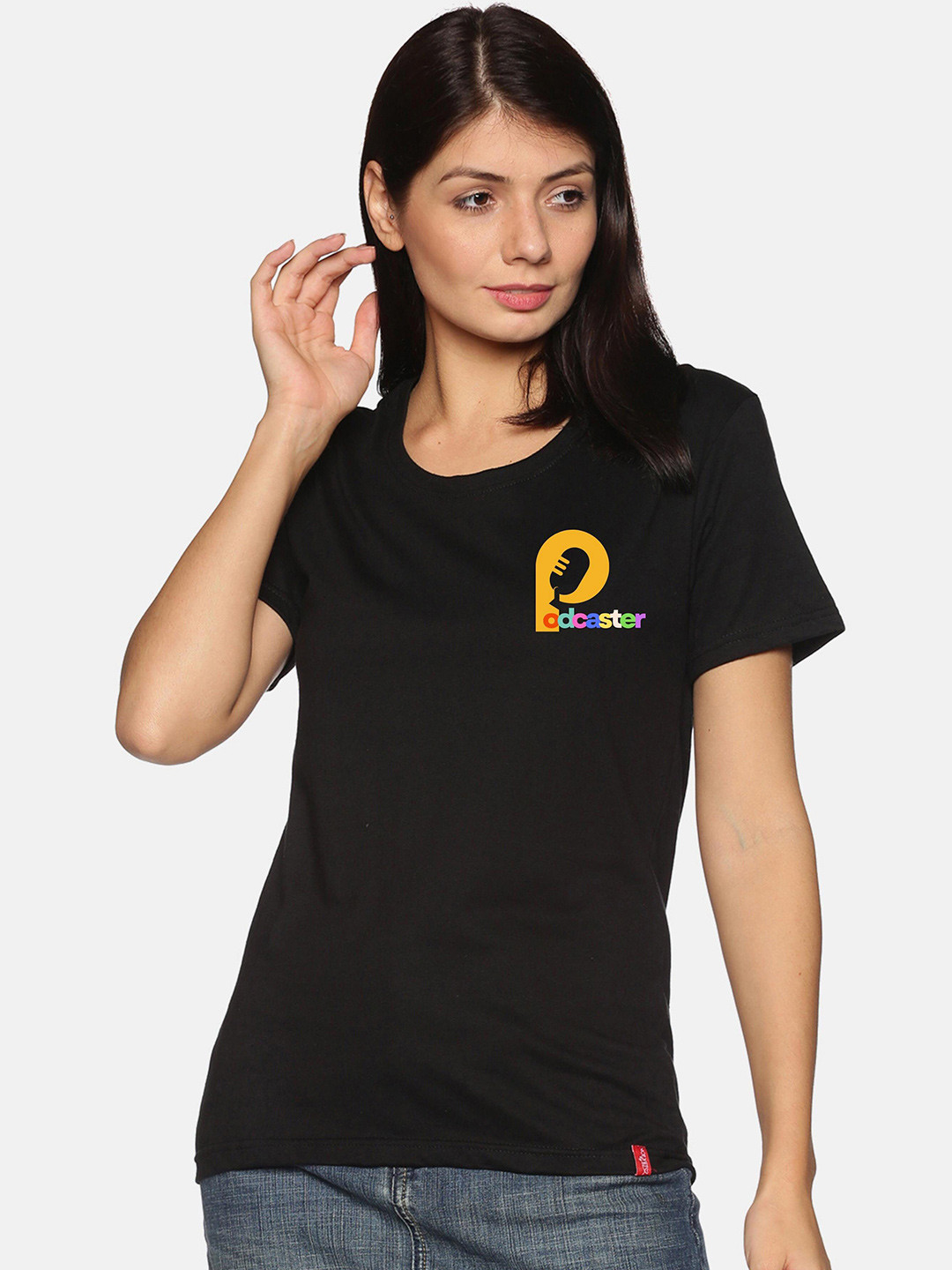 

NOT YET by us Typography Printed Round Neck Cotton T-shirt, Black
