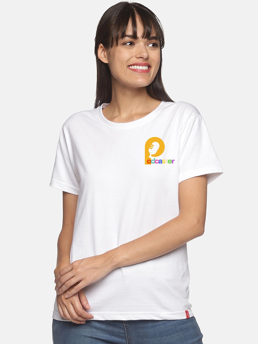 

NOT YET by us Round Neck Cotton T-shirt, White