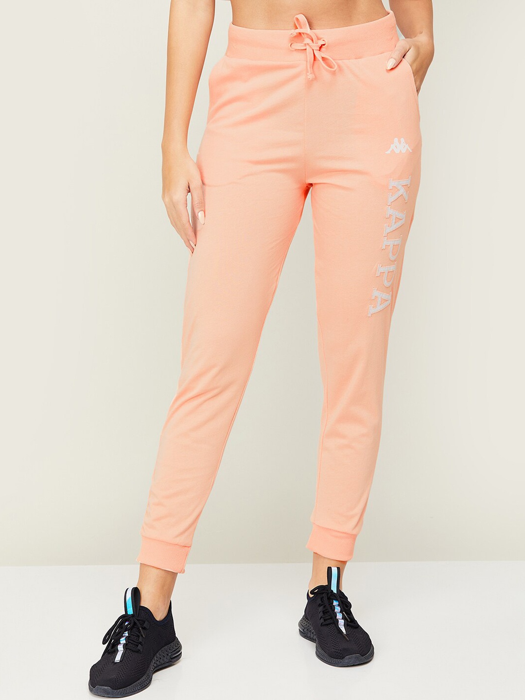 

Kappa Women Typography Printed Cotton Sports Joggers, Peach