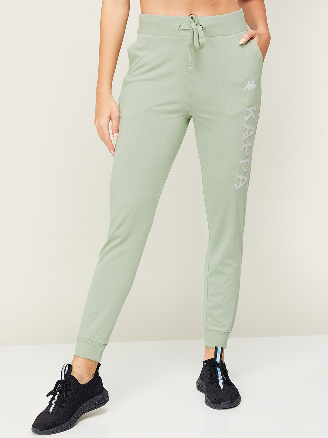 

Kappa Women Brand Logo Printed Cotton Sports Joggers, Green