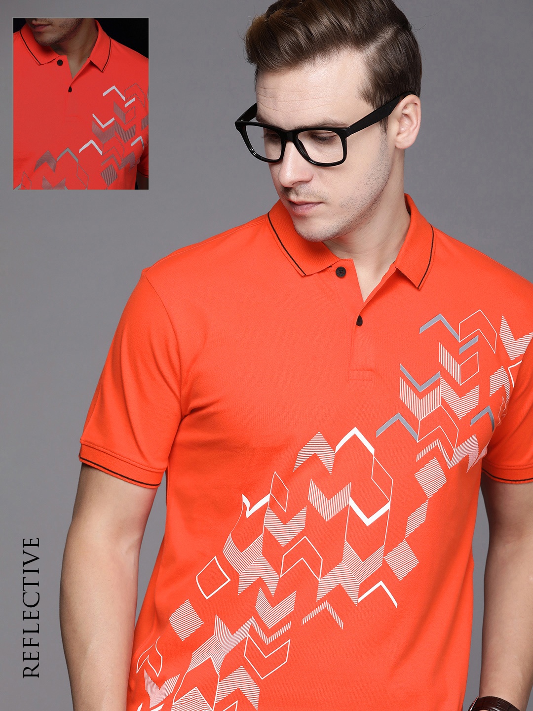 

Allen Solly Geometric Printed Polo Collar T-shirt, Red
