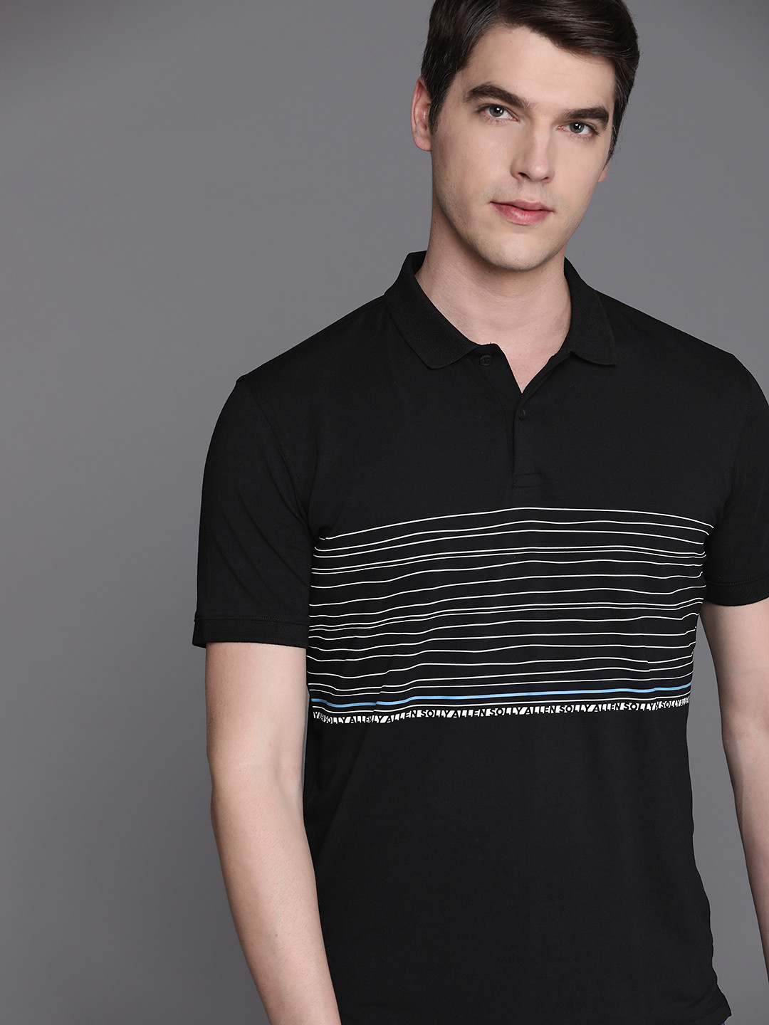 

Allen Solly Striped Polo Collar T-shirt, Black