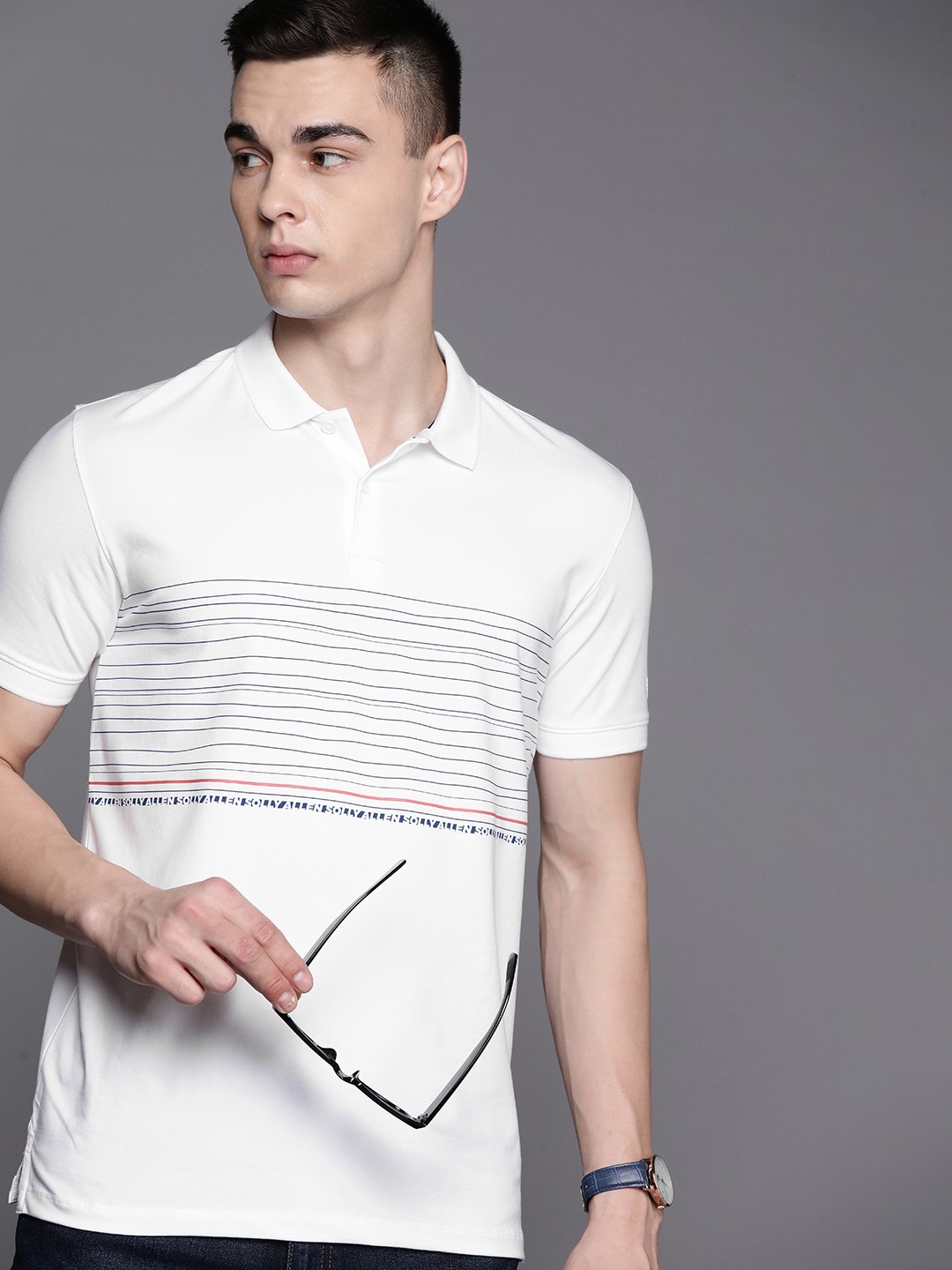 

Allen Solly Striped Polo Collar T-shirt, White