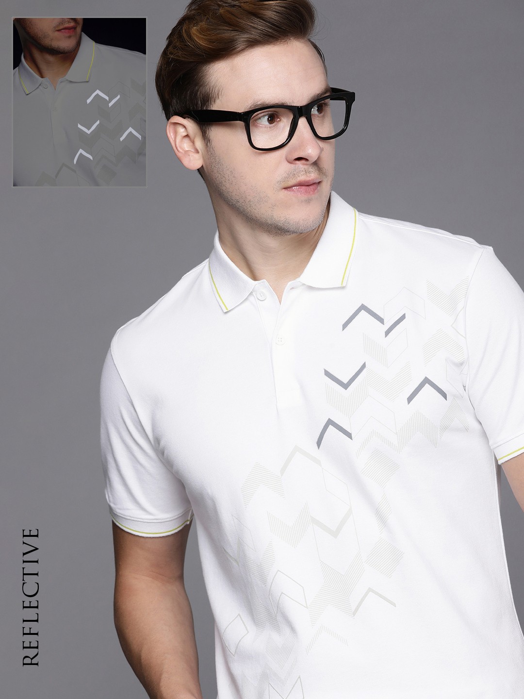 

Allen Solly Geometric Printed Polo Collar T-shirt, White