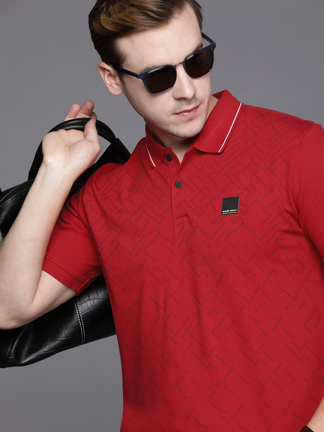 

Allen Solly Geometric Printed Polo Collar T-shirt, Red
