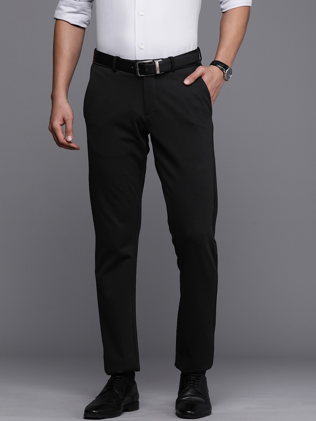 

Allen Solly Custom Slim Fit Formal Trousers, Black