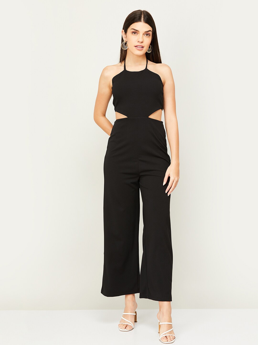 

Ginger by Lifestyle Halter Neck Cut-Out Basic Jumpsuit, Black