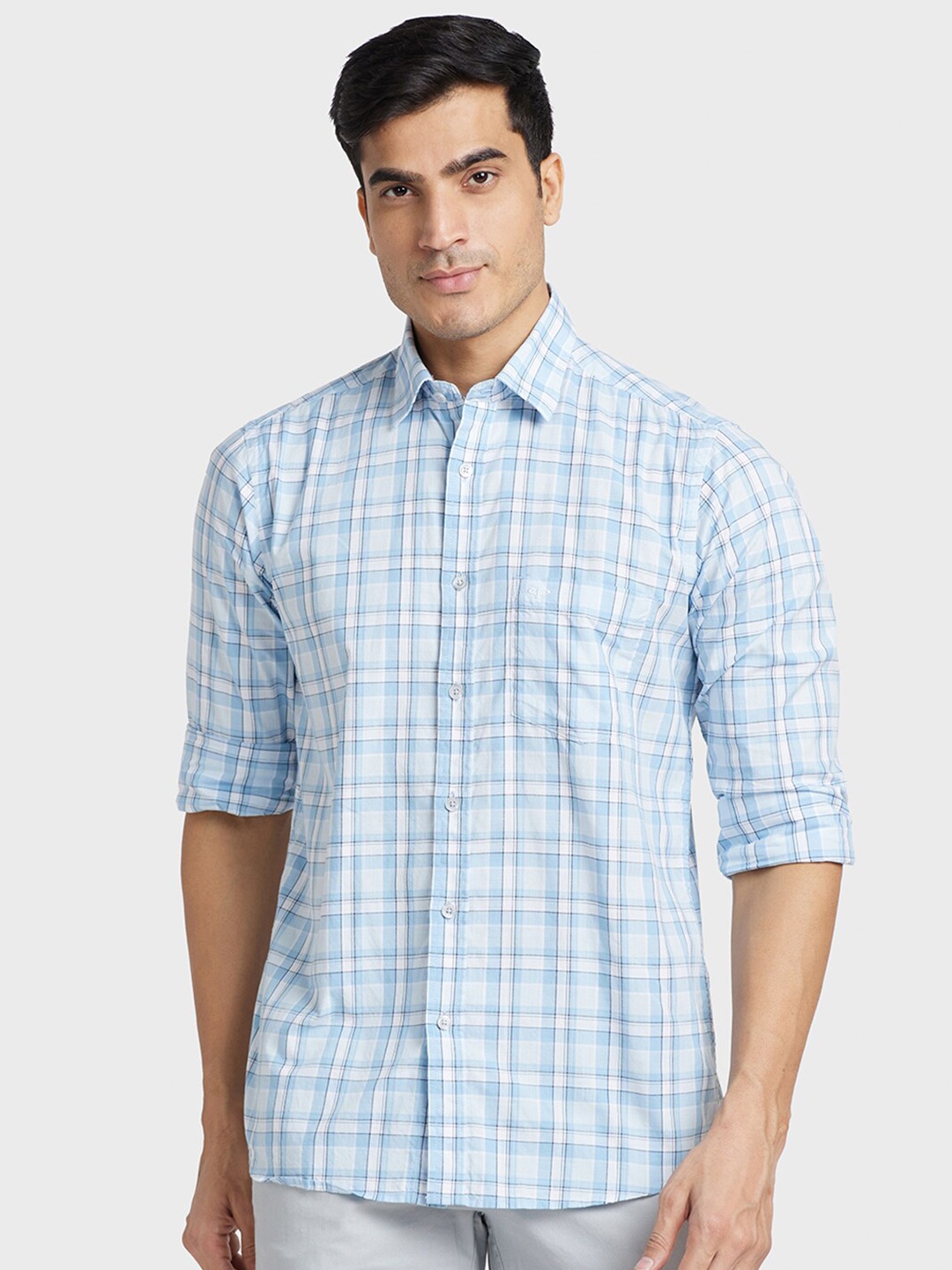 

ColorPlus Plus Size Checks Cotton Casual Shirt, Grey