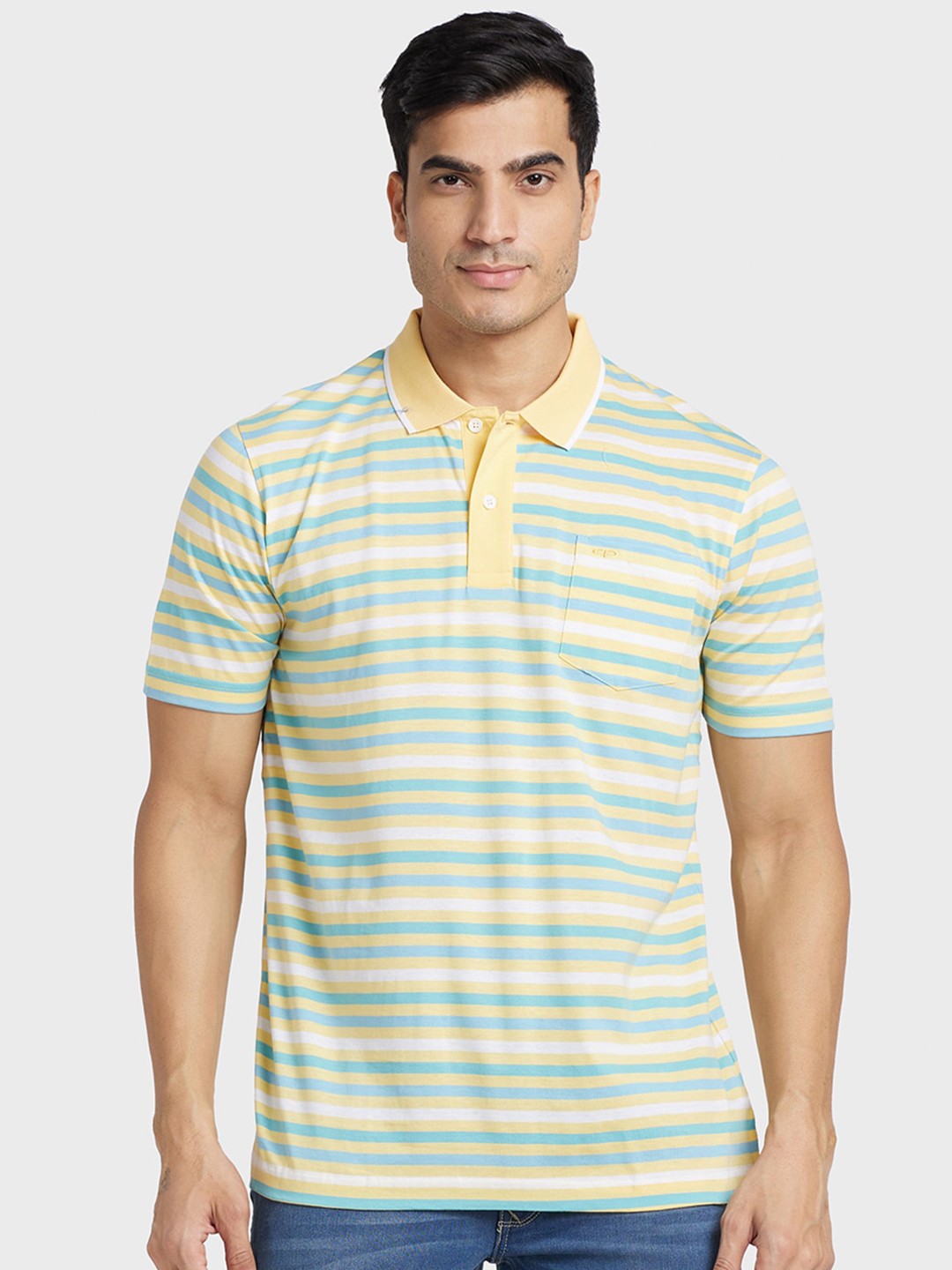 

ColorPlus Striped Polo Collar Cotton T-shirt, Yellow