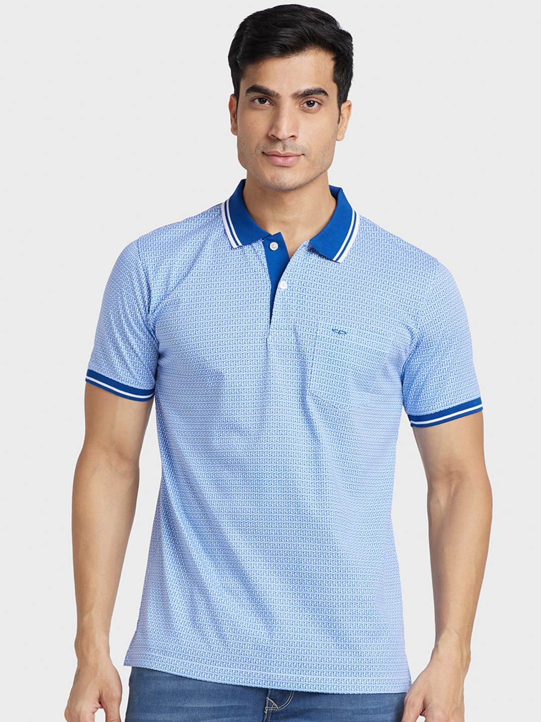 

ColorPlus Printed Polo Collar T-shirt, Blue