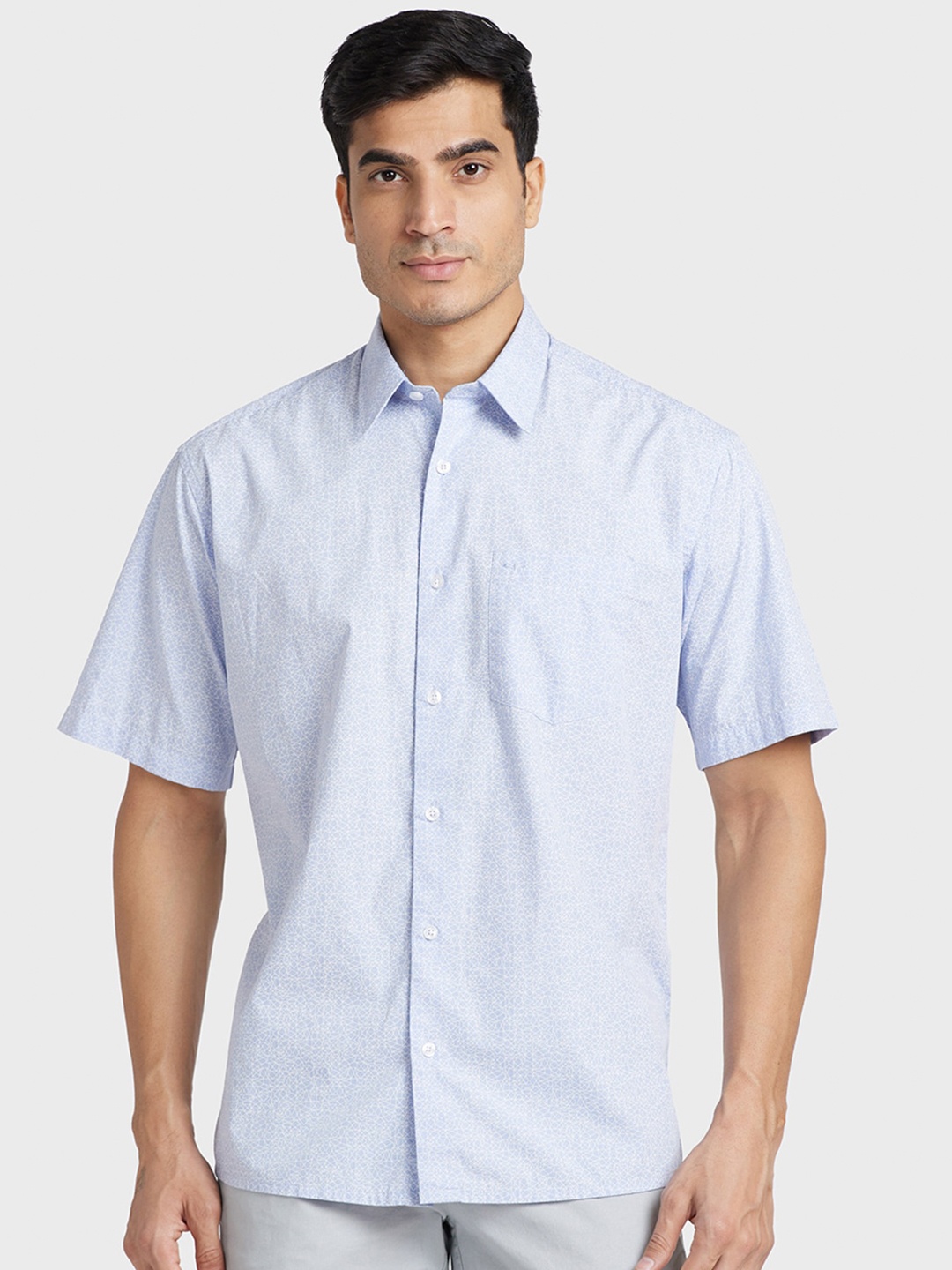 

ColorPlus Geometric Printed Casual Cotton Shirt, Blue