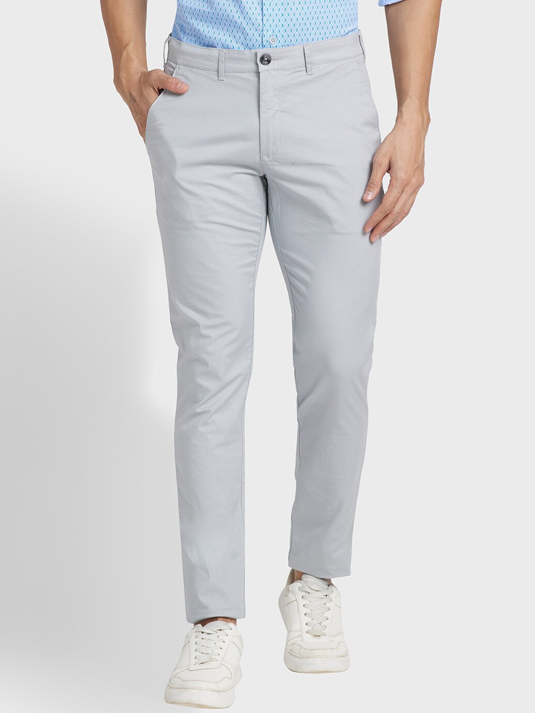 

ColorPlus Men Regular Fit Mid-Rise Chinos Trousers, Grey