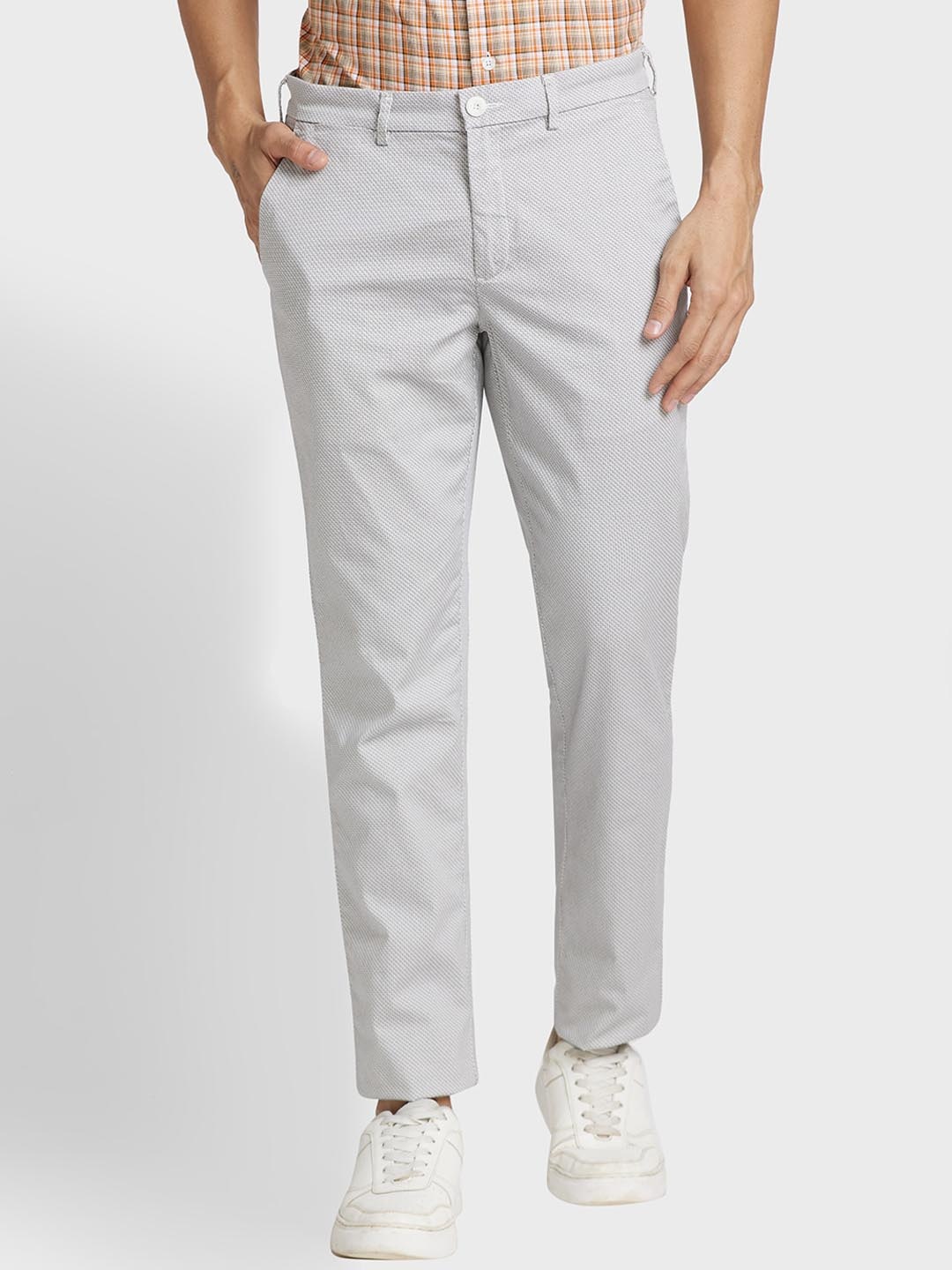 

ColorPlus Men Mid Rise Cotton Regular Fit Trousers, Grey