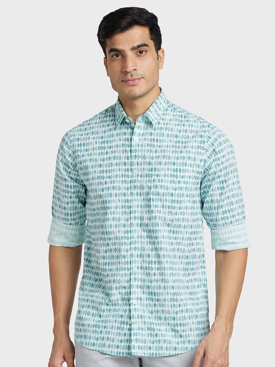 

ColorPlus Abstract Printed Casual Cotton Shirt, Green
