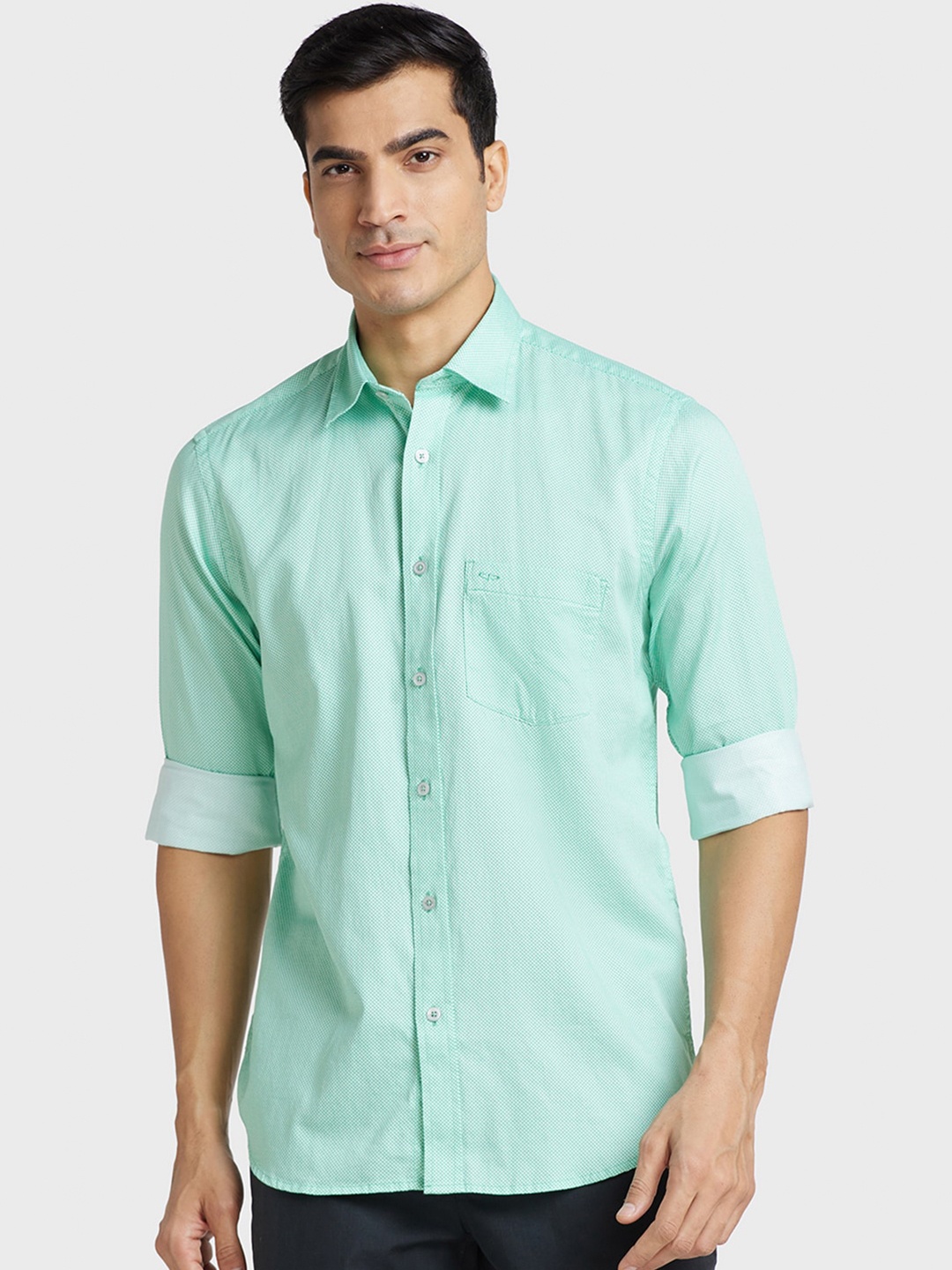 

ColorPlus Men Tailored Fit Casual Cotton Shirt, Green