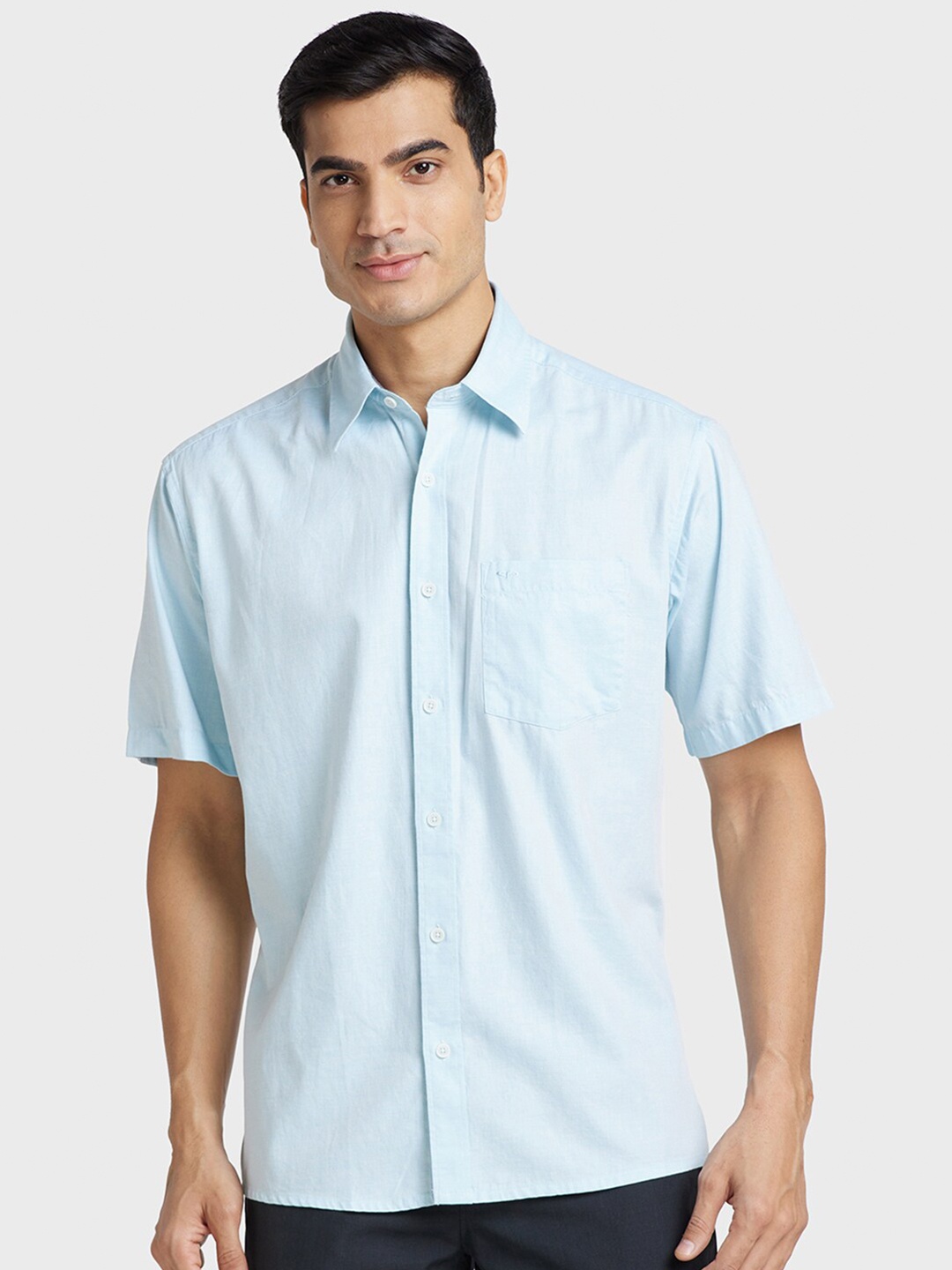 

ColorPlus Short Sleeves Casual Cotton Shirt, Blue