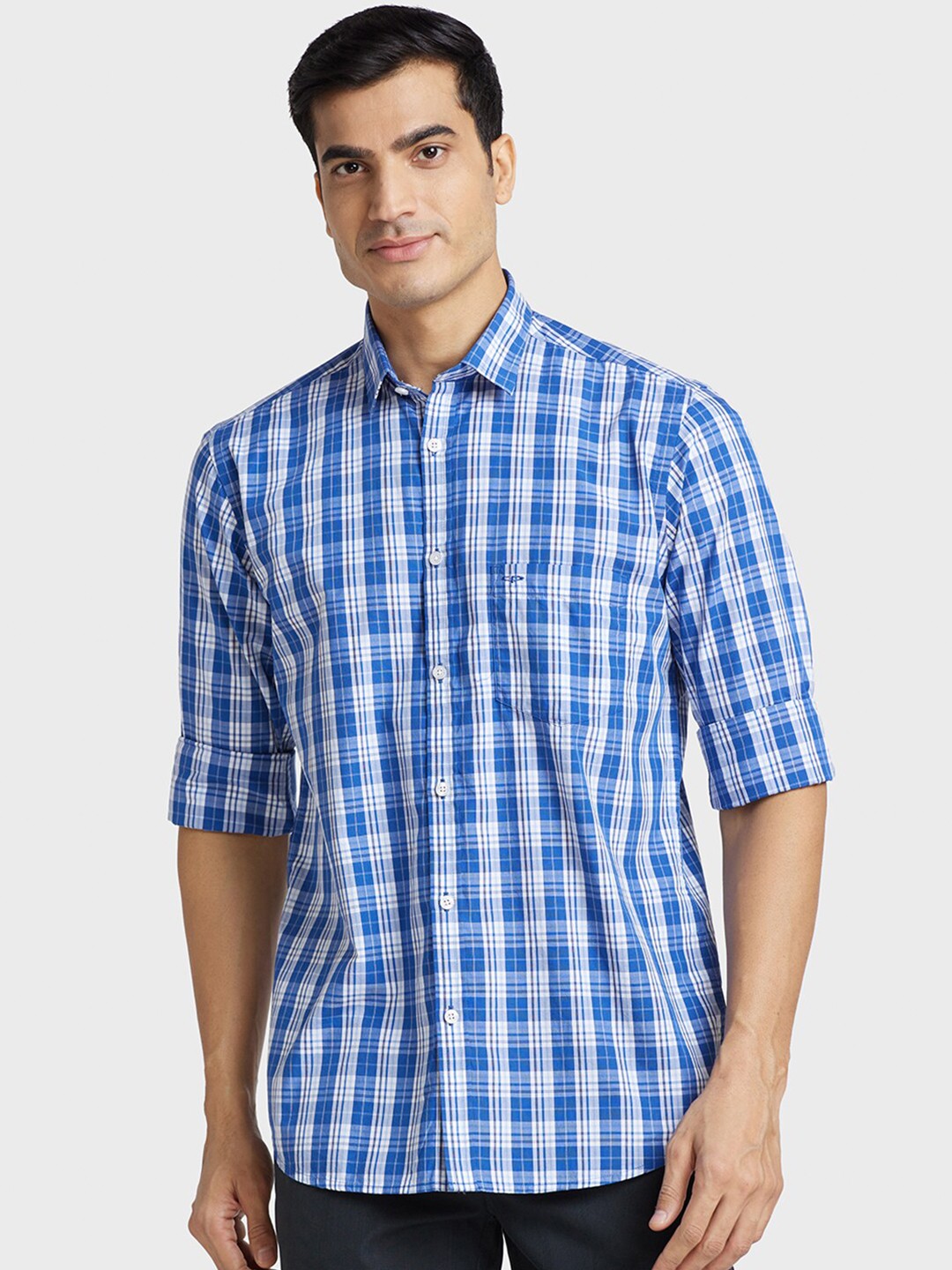 

ColorPlus Tailored Fit Tartan Checked Casual Shirt, Blue
