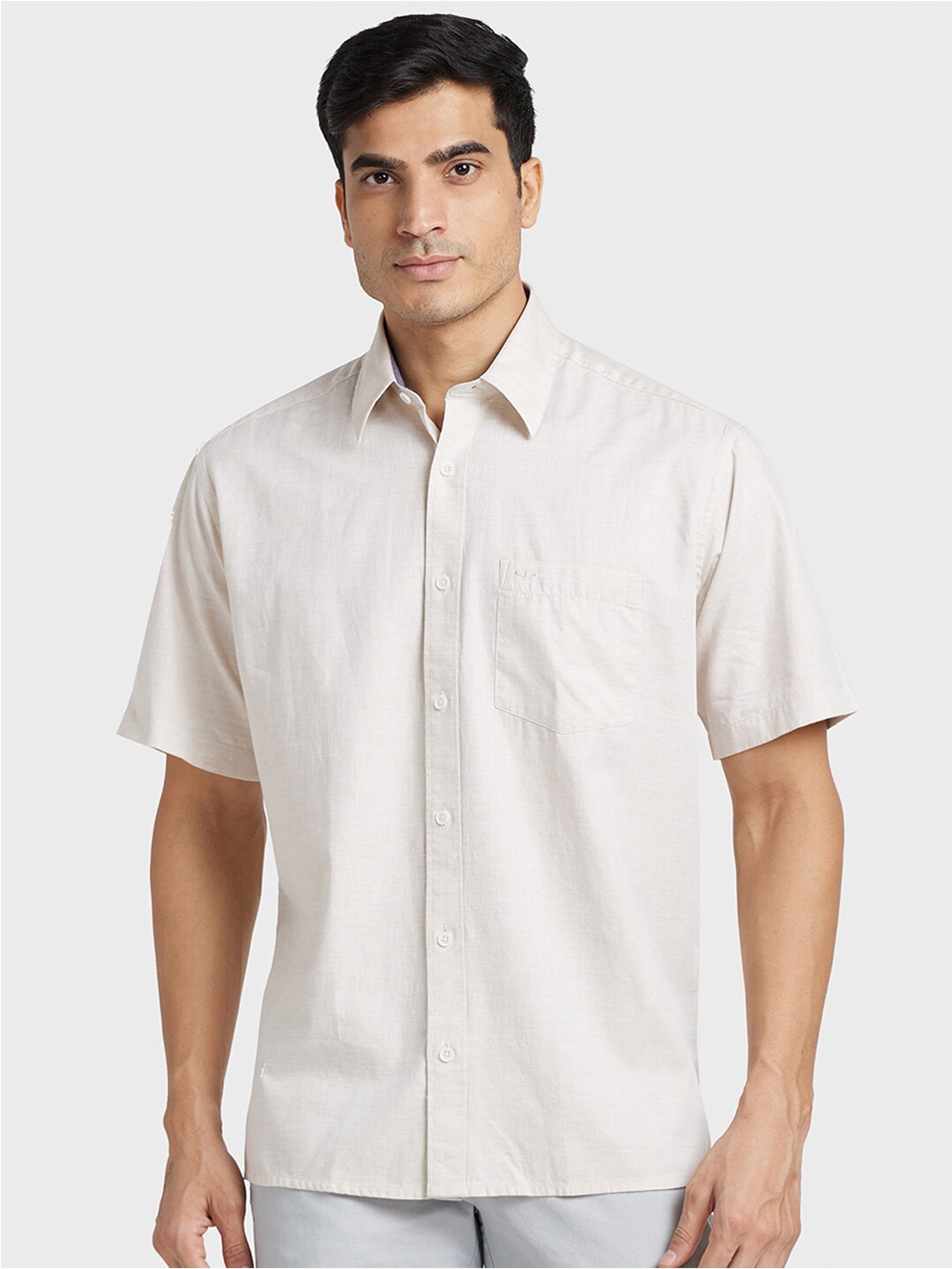 

ColorPlus Short Sleeves Casual Cotton Shirt, Off white