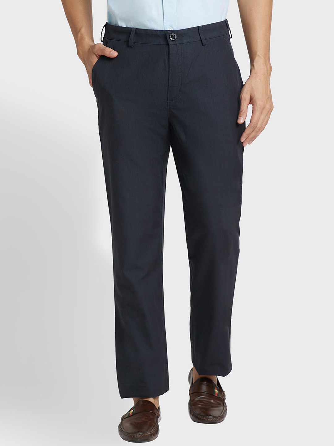

ColorPlus Men Mid-Rise Cotton Trousers, Green