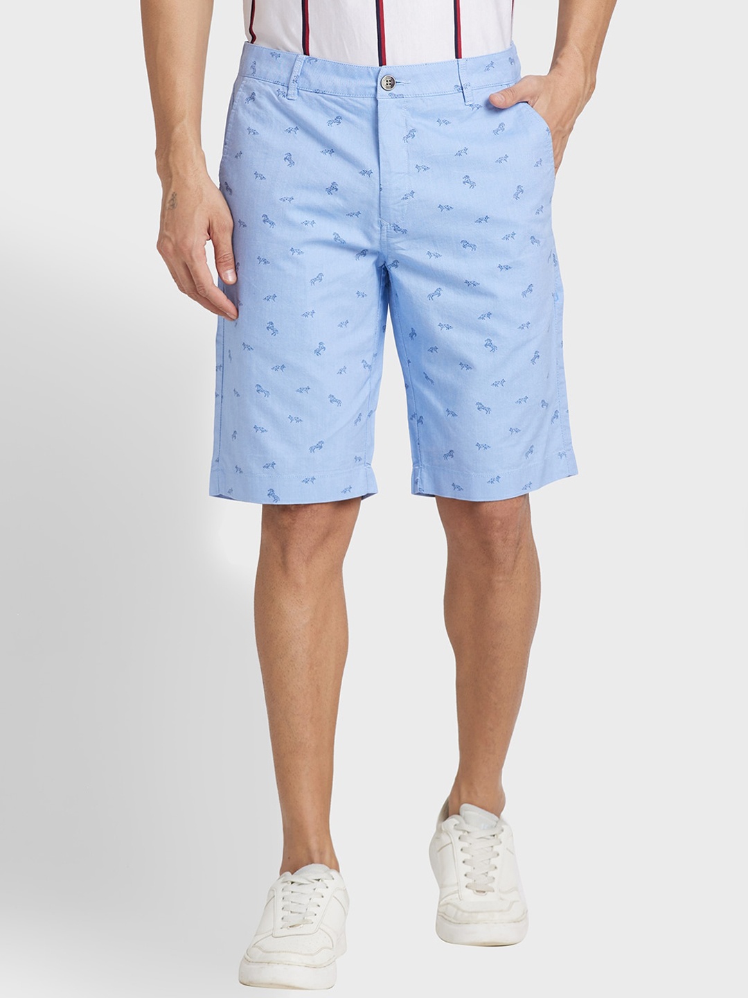 

ColorPlus Men Cotton Conversational Printed Shorts, Blue